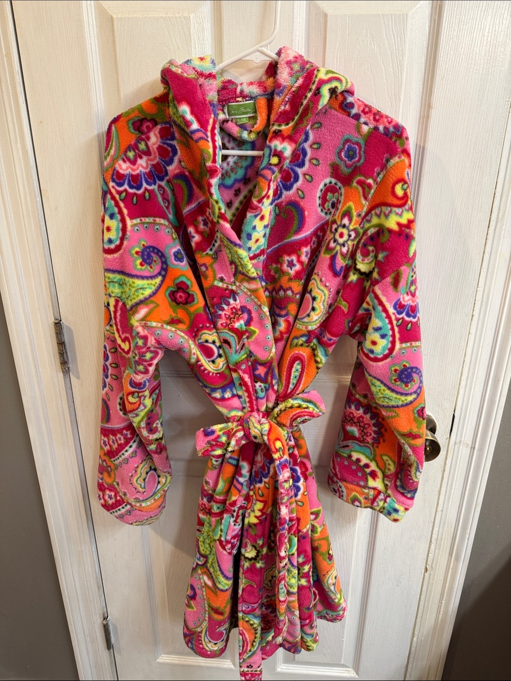 Vera Bradley Bright Pink Paisley Fleece Robe Jacket L/XL